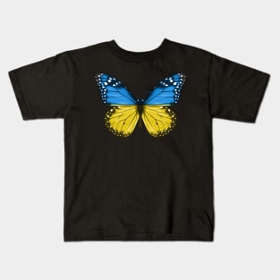 Ukrainian Flag  Butterfly - Gift for Ukrainian From Ukraine Kids T-Shirt